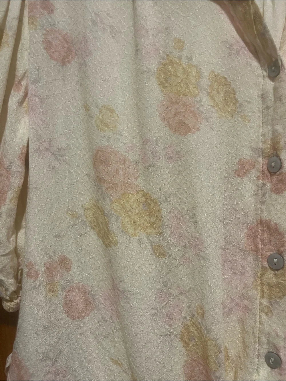 Free People Cream Blouse with Pink & Yellow Floral Print
